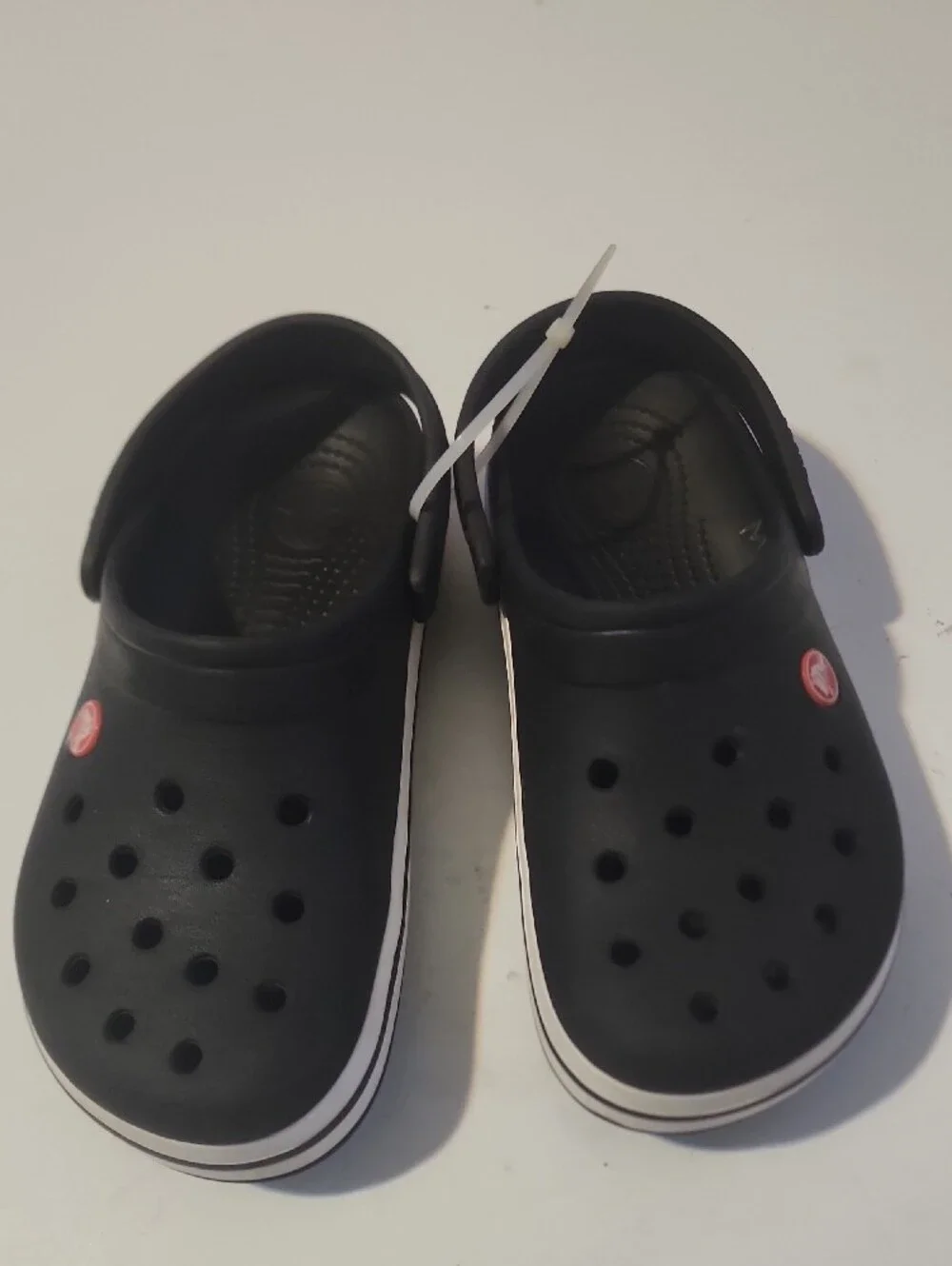 CROCS Kids Black Clog Sandals with White Trim. New Without Box